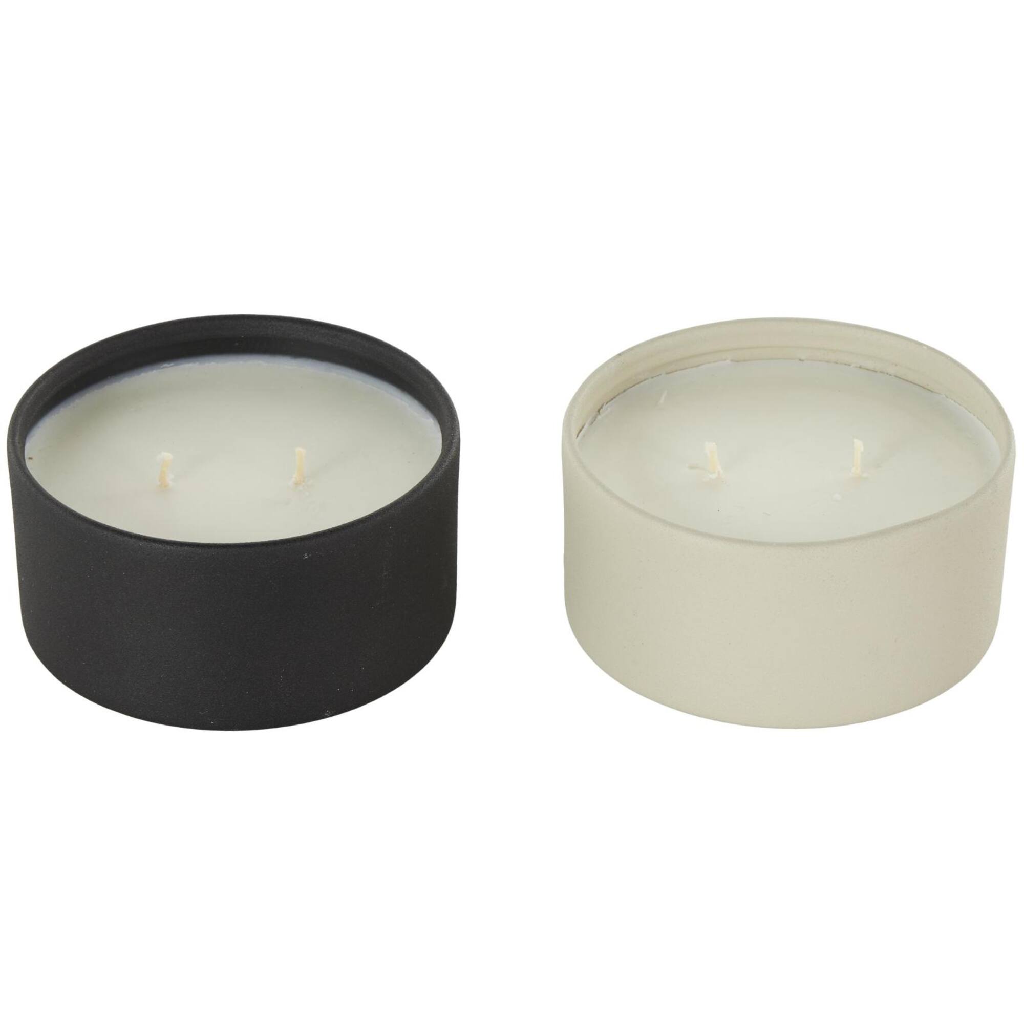 1.8 lb. Black & White Apple Cinnamon & Creamy Vanilla Swirl Scented Metal Textured Wick Candle Set
